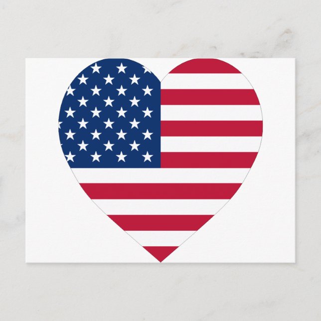 Cartão Postal Estados Unidos Flag Heart (Frente)