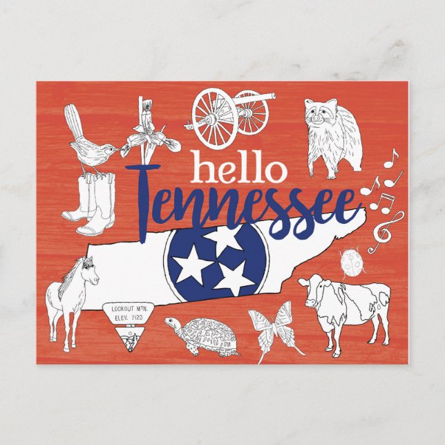 Cartão Postal Estadual do Tennessee simboliza imagens de estado  (Frente)