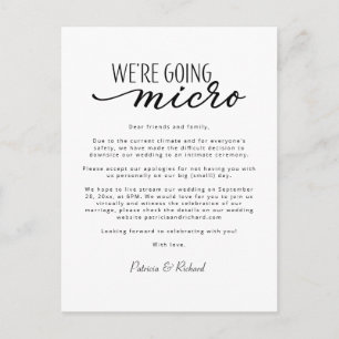 Cartão Postal Estamos Indo para o Micro Casamento - Anúncio de C