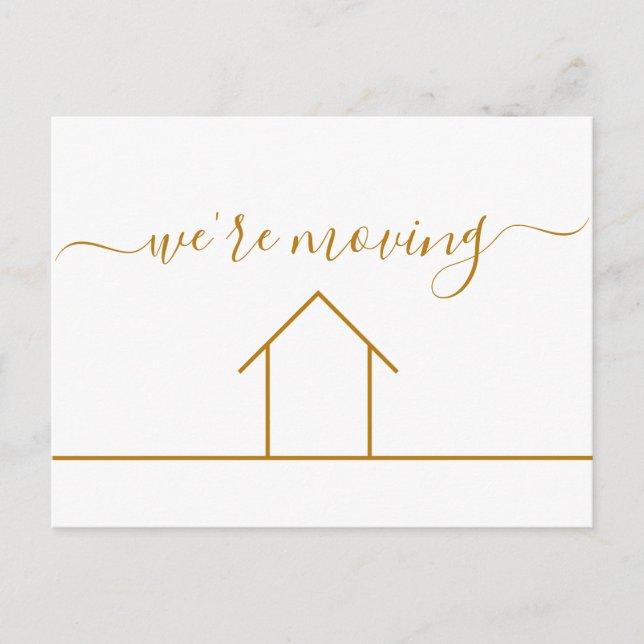 Cartão Postal Estamos mudando a mudança Dourada de endereço para (Frente)
