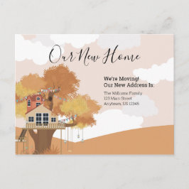 Cartão Postal Estamos Mudando Nossa Nova Casa Treehouse Mudança 