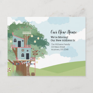 Cartão Postal Estamos Mudando Nossa Nova Casa Treehouse Mudança 