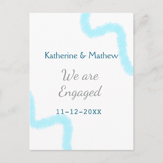 Cartão Postal Estamos noivos de na moda espiralada de cinza d'ág (Frente)