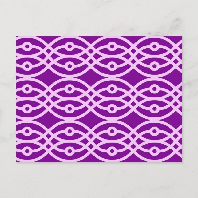 Cartão Postal Estampa de quimono, roxo e lavanda (Frente)