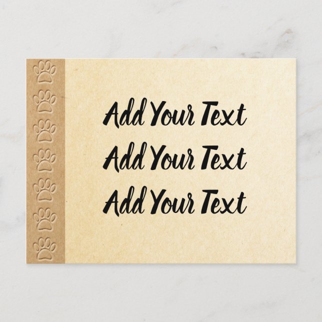 Cartão Postal Estampas De Cachorro Com Textura Em Papel Esboçada (Frente)