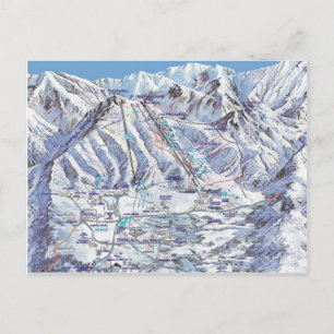 Cartão Postal Estância de esqui, Romania, Piana Brasov, mapa do