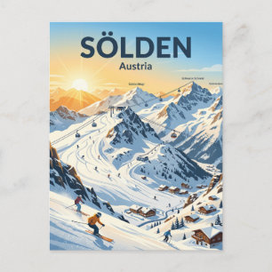 Cartão Postal Estância de Esqui Sölden Áustria