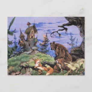 Cartão Postal Estante fabuloso no estilo de um conto de fadas da