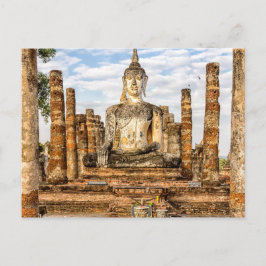 Cartão Postal Estátua Buda, Wat Mahatha, Histórica Sukhothai