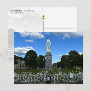Cartão Postal Estátua Coroada de Nossa Senhora de Lourdes, Franç