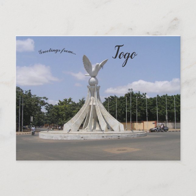 Cartão Postal Estátua da Dove da Paz em Lomé Togo (Frente)
