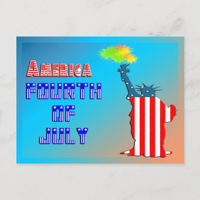 Cartão Postal Estátua da liberdade 4 de julho (Frente)