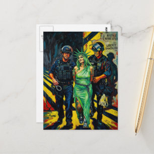 Cartão Postal Estátua da Liberdade Algemada e Presa
