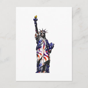 Cartão Postal Estátua Da Liberdade Americana Indep De Bandeira N