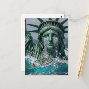 Cartão Postal Estátua da Liberdade Chora e Derrete na Água