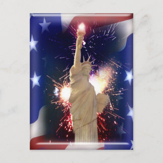 Cartão Postal Estátua da Liberdade com Fogos de Artifício de 4 d