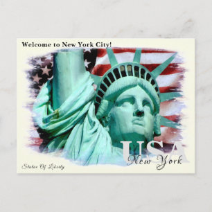 Cartão Postal Estátua da Liberdade com Monograma Personalizado, 