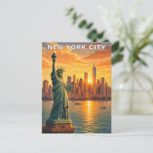 Cartão Postal Estátua da Liberdade da Cidade de Nova York com Pa