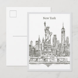 Cartão Postal Estátua da Liberdade desenhada à mão Marco de Nova