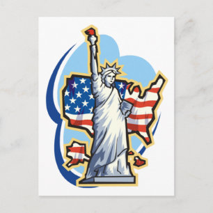 Cartão Postal Estátua da Liberdade dos EUA nas Nuvens