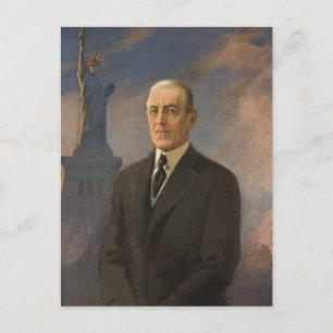 Cartão Postal Estátua da Liberdade e Presidente Woodrow Wilson