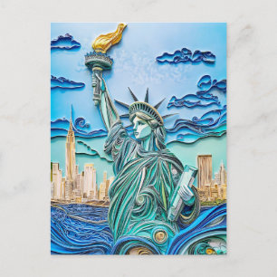 Cartão Postal Estátua da Liberdade em Sunset