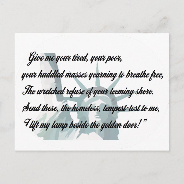 Cartão Postal Estátua da Liberdade - Me dê seu cansado... (Frente)