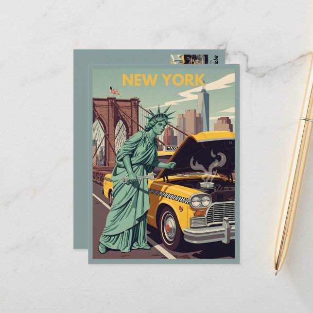 Cartão Postal Estátua da Liberdade NY engraçada (Frente/Verso In Situ)