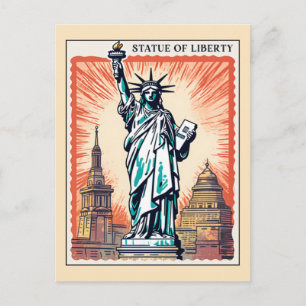 Cartão Postal Estátua da Liberdade NYC Retro Nova York