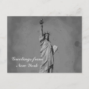 Cartão Postal Estátua da Liberdade Preto e Branco NYC Nova York