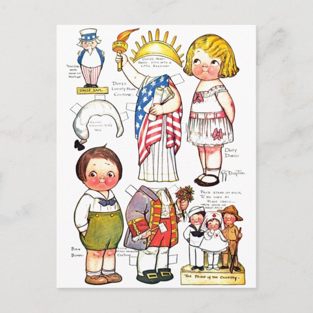 Cartão Postal Estátua da Liberdade Tio Sam George Washington Bon (Frente)