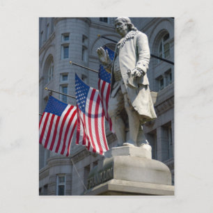 Cartão Postal Estátua de Benjamin Franklin em Washington, DC