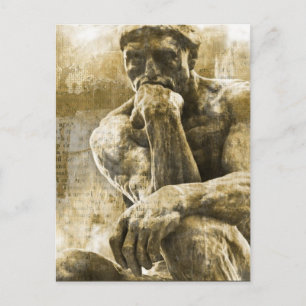 Cartão Postal Estátua de bronze aflito Auguste Rodin o pensador
