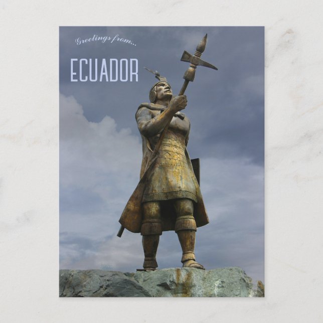 Cartão Postal Estátua de Huyna Cápac Cuenca Equador (Frente)