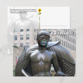 Cartão Postal Estátua de juventude com máscara facial de calvera