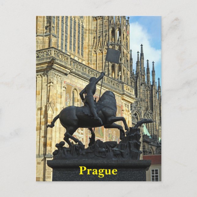 Cartão Postal Estátua de Praga (Frente)