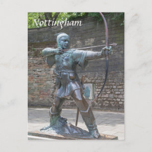 Cartão Postal Estátua de Robin Hood por foto do Castelo de Notti
