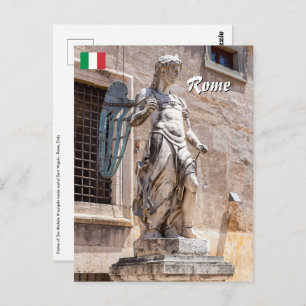 Cartão Postal Estátua de San Michele em Castle Sant'Angelo - Rom