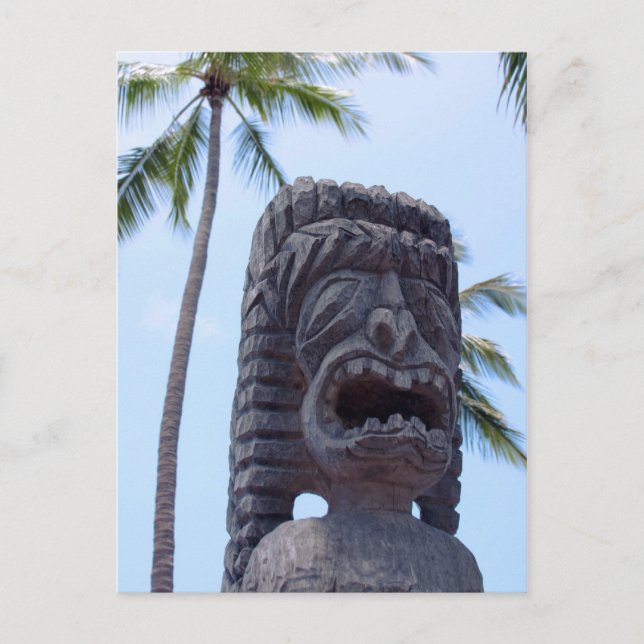 Cartão Postal Estátua de Tiki em Kona, Havaí - Cartão-postal (Frente)