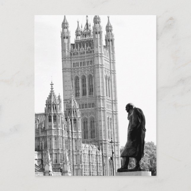 Cartão Postal Estátua de Winston Churchill em Londres (Frente)