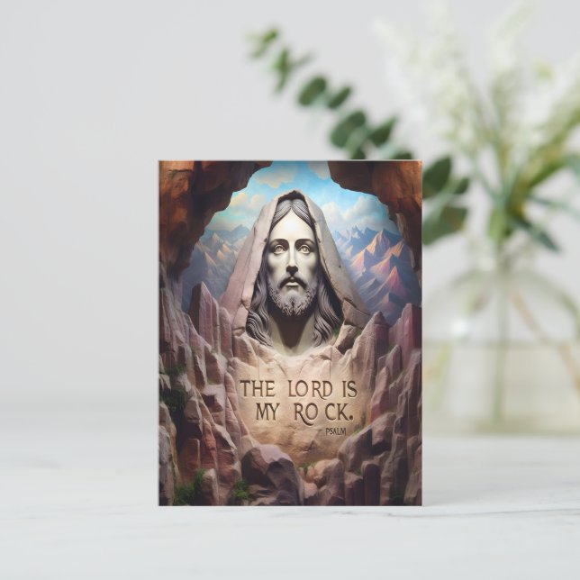Cartão Postal Estátua Divina: O Senhor É Minha Rocha (Em pé/Frente)