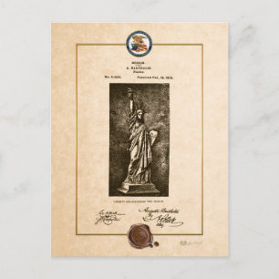 Cartão Postal Estátua do Documento de Patentes da Liberdade Vint