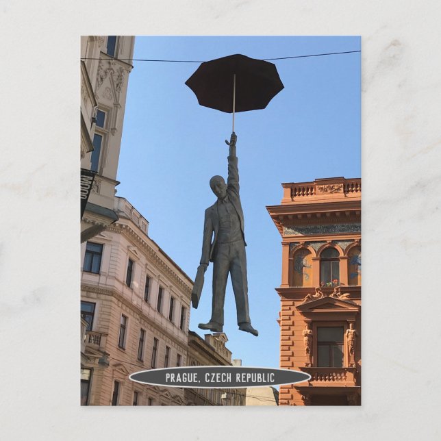Cartão Postal Estátua do Homem do Guarda-Chuva, Praga, República (Frente)