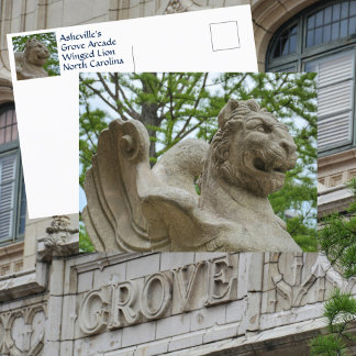Cartão Postal Estátua do Leão Alado de Asheville Historic Grove