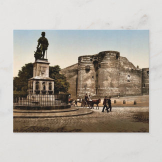 Cartão Postal Estátua e castelo do Rei Rene, Angers, cla da Fran