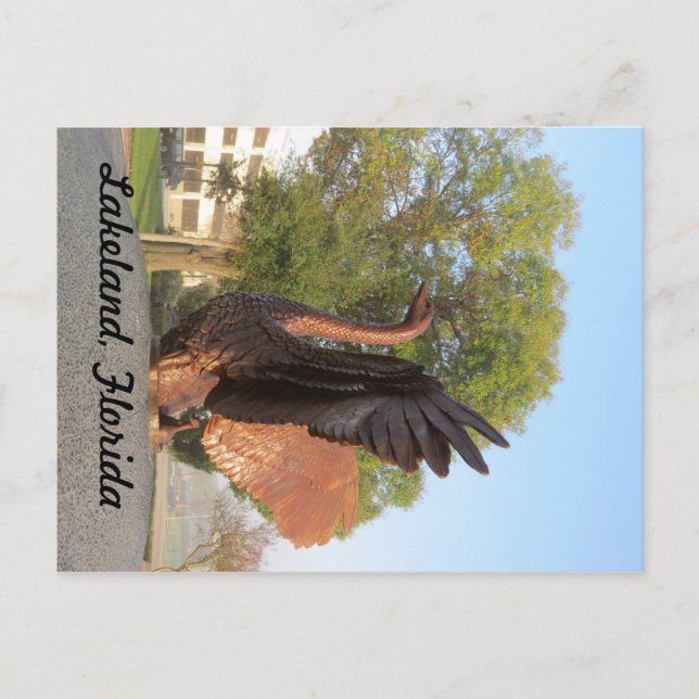 Cartão Postal Estátua Lakeland da cisne em vôo, Florida (Frente)