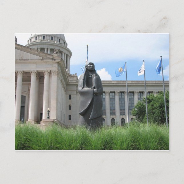 Cartão Postal Estátua no capital de estado de Oklahoma (Frente)