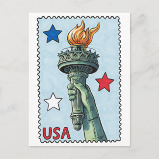 Cartão Postal Estátua Patriótica da Tocha da Liberdade Selo Arte