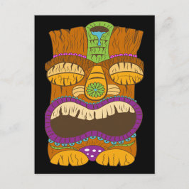Cartão Postal Estátua Tiki de Madeira com Boca Aberta, Engraçado