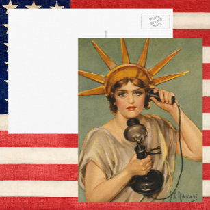 Cartão Postal Estátua Vintage da Liberdade, Anúncio de Guerra Pa